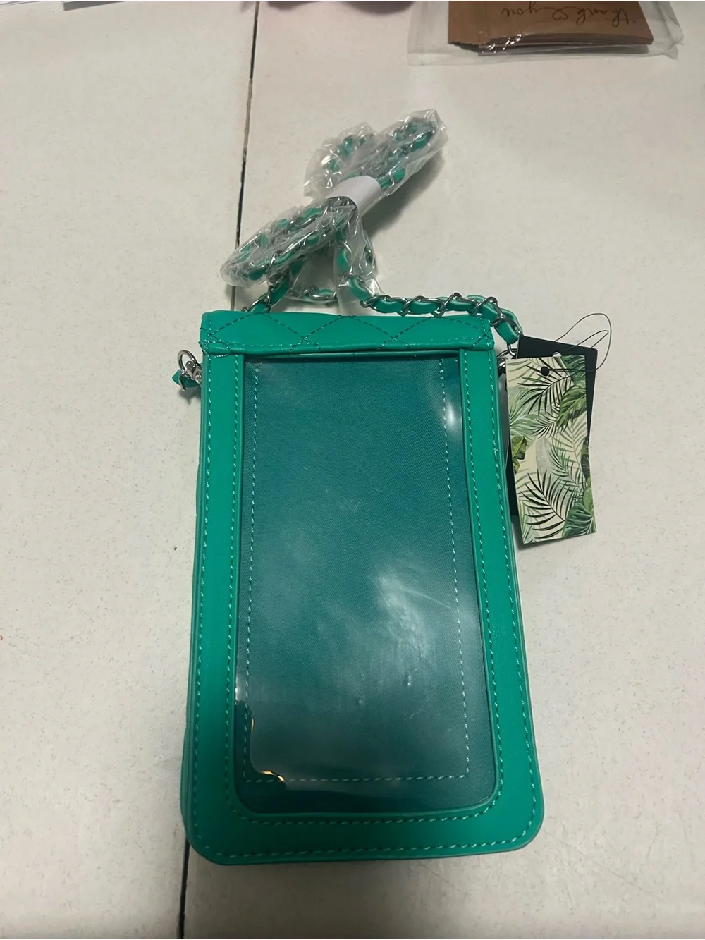 Badgley Mischka Teal Quilted Crossbody Phone Pouch - Picture 3 of 4